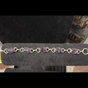 Sterling silver amethyst bracelet, size 7”
